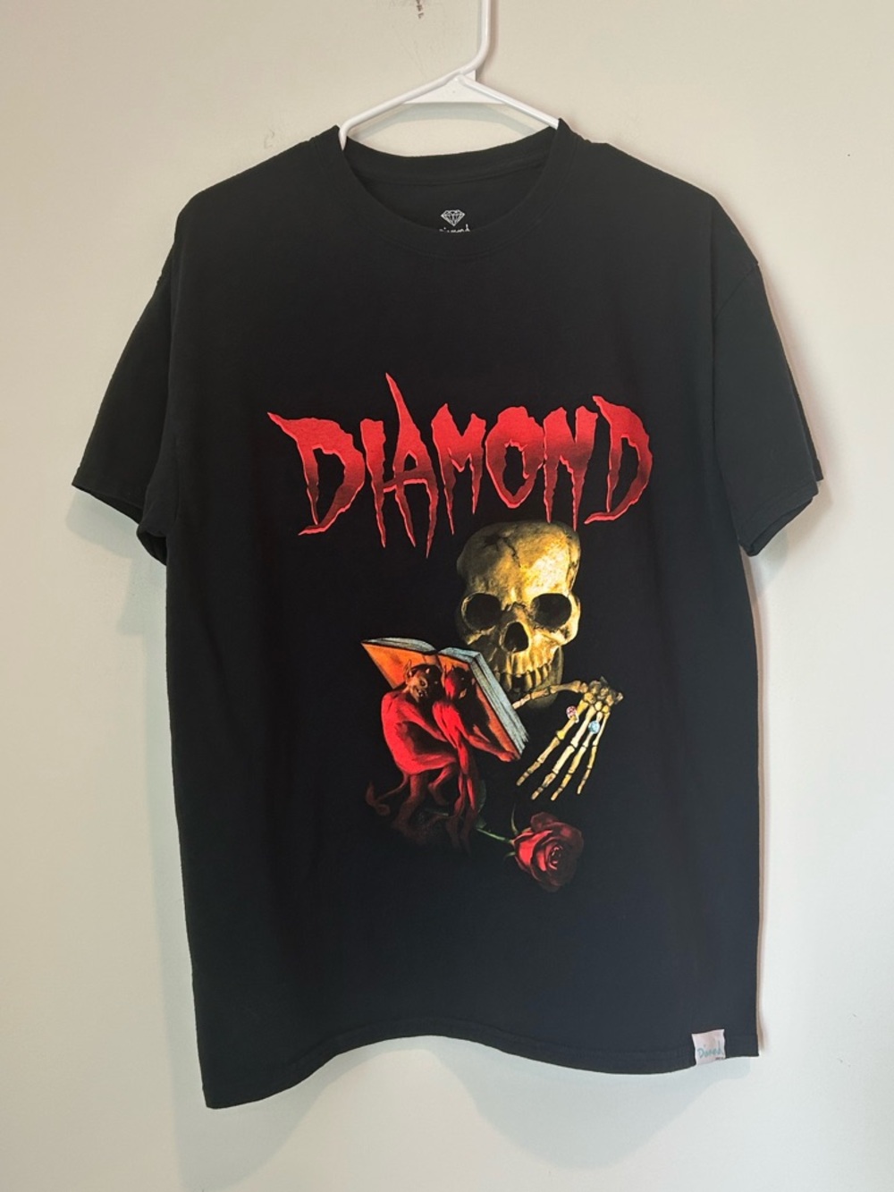 Diamond Supply Co Skull Large Black and Red T-shirt